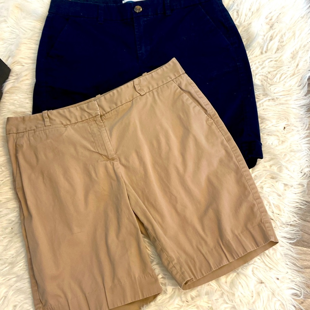 Bundle of 2 Mid Rise Shorts Navy Blue Old Navy and Khaki Talbots Size 10